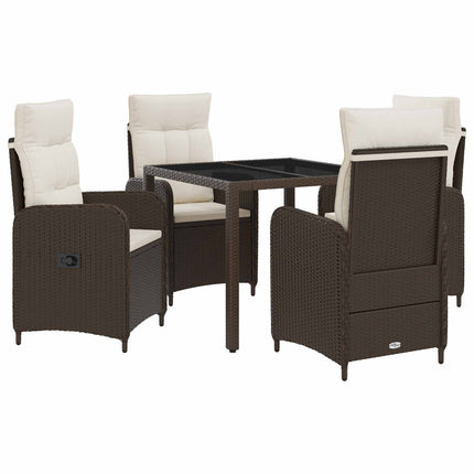 Utomhusmatbord 5 pcs Brun och krämvit 90 x 90 x 75 cm
