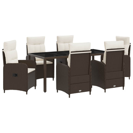 Utomhusmatbord 7 pcs Brun och krämvit 190 x 90 x 75 cm