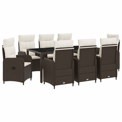 Utomhusmatbord 9 pcs Brun och krämvit 190 x 90 x 75 cm