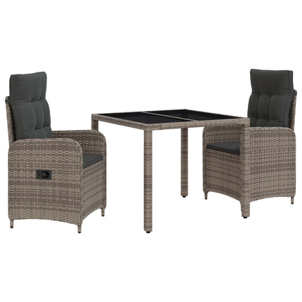Utomhusmatbord 3 pcs Ljusgrå och mörkgrå 90 x 90 x 75 cm