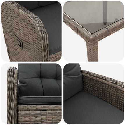 Utomhusmatbord 9 pcs Ljusgrå och mörkgrå 190 x 90 x 75 cm