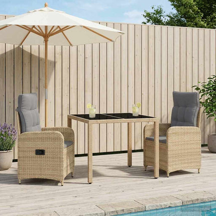 Utomhusmatbord 3 st Beige och Ljusgrå konstrotting