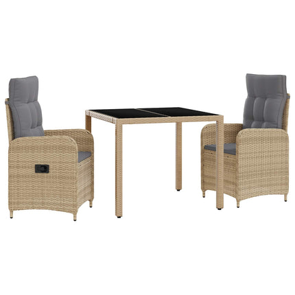 Utomhusmatbord 3 pcs Beige och Ljusgrå 90 x 90 x 75 cm