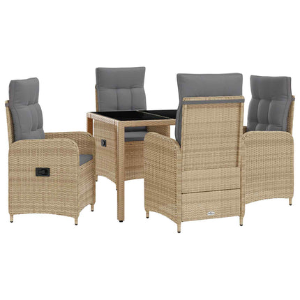 Utomhusmatbord 5 pcs Beige och Ljusgrå 90 x 90 x 75 cm