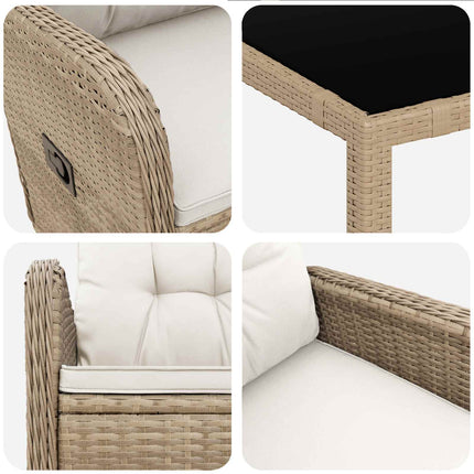 Utomhusmatbord 5 st Beige och krämvit konstrotting