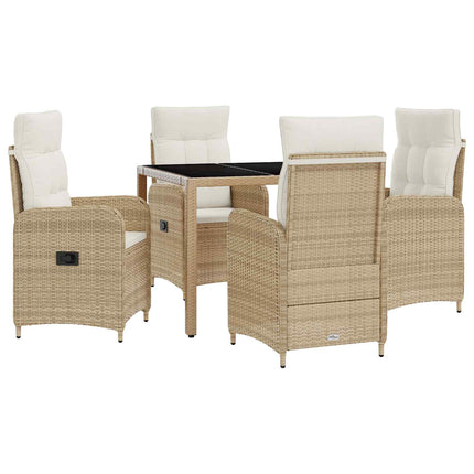 Utomhusmatbord 5 pcs Beige och krämvit 90 x 90 x 75 cm