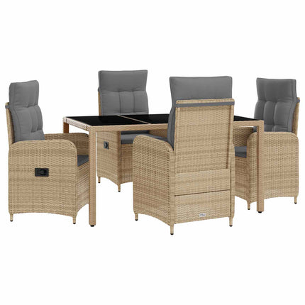 Utomhusmatbord 5 st Beige och Ljusgrå konstrotting