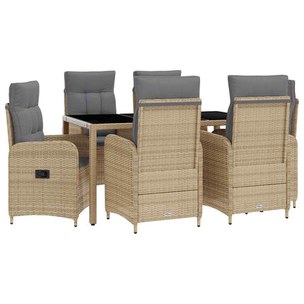 Utomhusmatbord 7 st Beige och Ljusgrå konstrotting