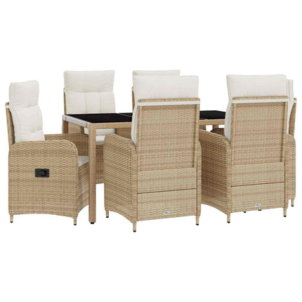 Utomhusmatbord 7 pcs Beige och krämvit 150 x 90 x 75 cm