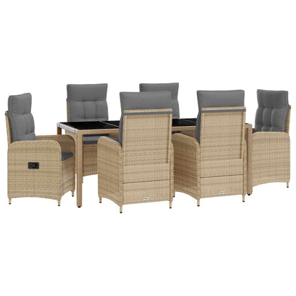 Utomhusmatbord 7 pcs Beige och Ljusgrå 190 x 90 x 75 cm