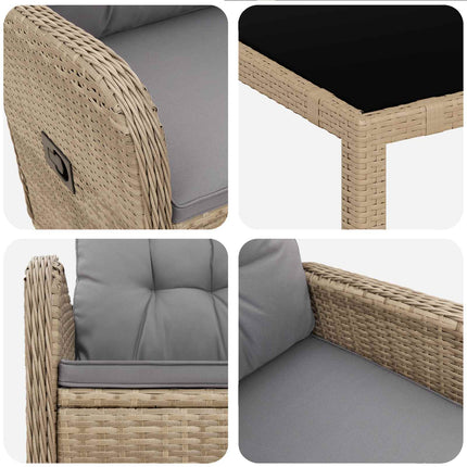 Utomhusmatbord 9 pcs Beige och Ljusgrå 190 x 90 x 75 cm