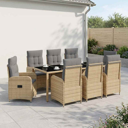 Utomhusmatbord 9 pcs Beige och Ljusgrå 190 x 90 x 75 cm