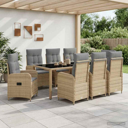 Utomhusmatbord 9 pcs Beige och Ljusgrå 190 x 90 x 75 cm