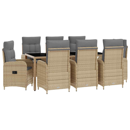 Utomhusmatbord 9 pcs Beige och Ljusgrå 190 x 90 x 75 cm