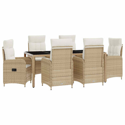 Utomhusmatbord 7 pcs Beige och krämvit 190 x 90 x 75 cm