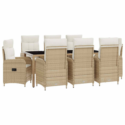 Utomhusmatbord 9 pcs Beige och krämvit 190 x 90 x 75 cm