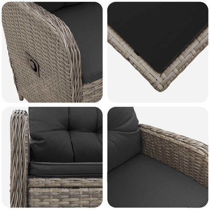 Trädgård loungemöbler 2 st Grå och mörkgrå Polyrotting och glas