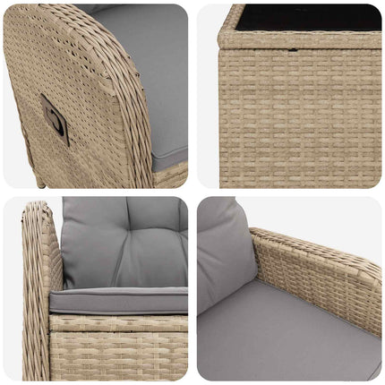 Trädgård loungemöbler 3 st Beige och Ljusgrå