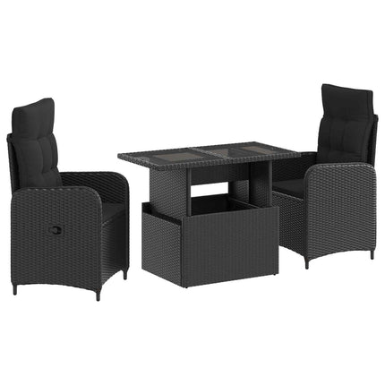 Utomhusmatbord 3 pcs Svart konstrotting
