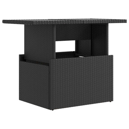 Utomhusmatbord 3 pcs Svart och krämvit konstrotting