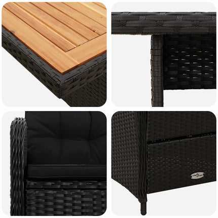 Utomhusmatbord 5 pcs Svart