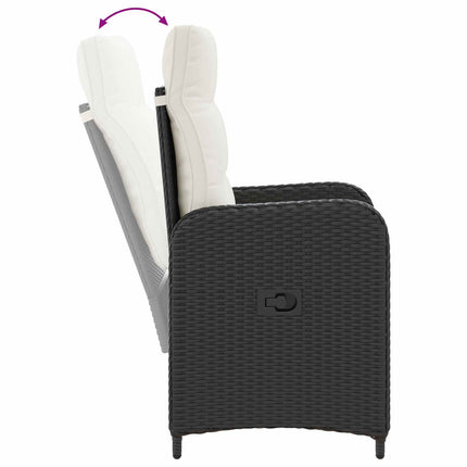 Utomhusmatbord 3 pcs Svart och krämvit