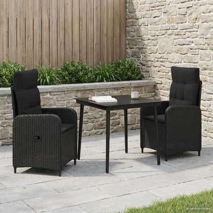 Soffbord Set 3 pcs Svart PE rotting och pulverlackerad stål
