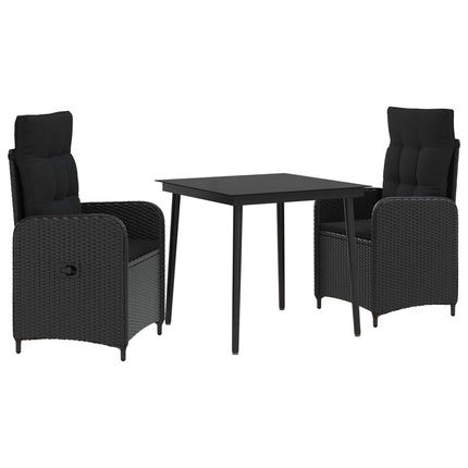 Soffbord Set 3 pcs Svart PE rotting och pulverlackerad stål