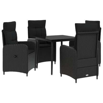 Soffbord Set 5 pcs Svart PE rotting och pulverlackerad stål