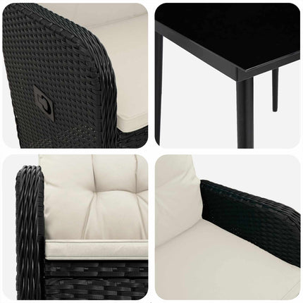 Soffbord Set med kudde med kudde 3 pcs Svart och krämvit