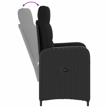 Soffbord Set 7 pcs Svart PE rotting och pulverlackerad stål