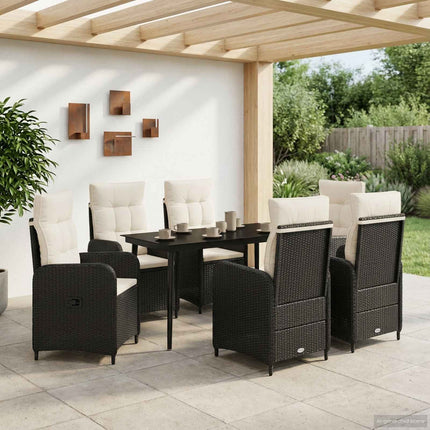 Soffbord Set med kudde med kudde 7 pcs Svart och krämvit