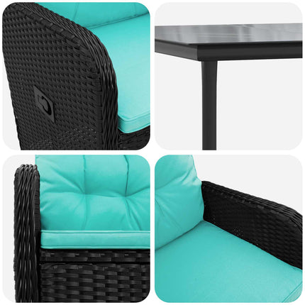 Soffbord Set med kudde 7 pcs PE rotting och pulverlackerad stål