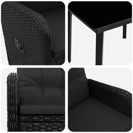 Soffbord Set 3 pcs Svart PE rotting och pulverlackerad stål