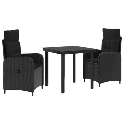 Soffbord Set 3 pcs Svart PE rotting och pulverlackerad stål