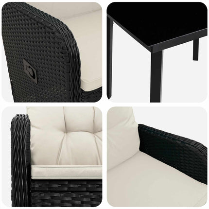 Soffbord Set med kudde med kudde 7 pcs Svart och krämvit