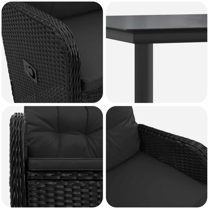 Soffbord Set med kudde 5 pcs PE rotting och pulverlackerad stål