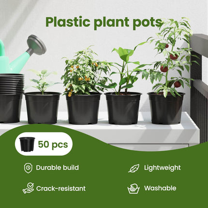 Rund Blomkruka 50 st Svart Ø 10 x 8 cm Plast