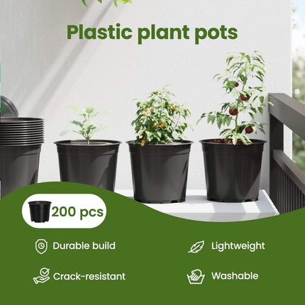 Rund Blomkruka 200 st Svart Ø 15 x 13 cm Plast