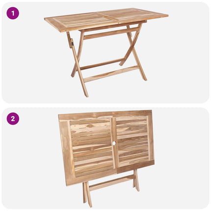 Hopfällbart trädgårdsbord Naturlig 120 x 70 x 75,5 cm