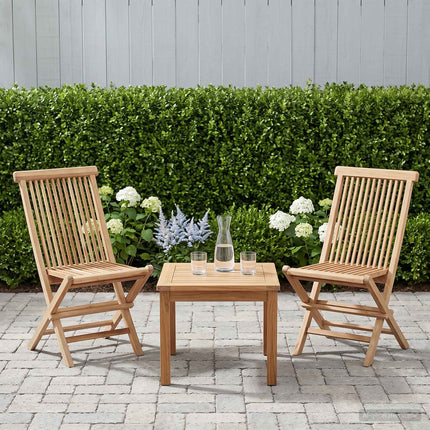 Fällbar Trädgårdsstol 2 pcs Naturlig Massivt teakträ