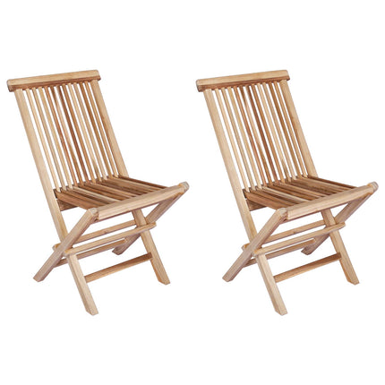 Fällbar Trädgårdsstol 2 pcs Naturlig Massivt teakträ