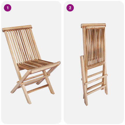 Fällbar Trädgårdsstol 2 pcs Naturlig Massivt teakträ