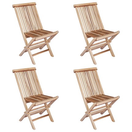 Fällbar Trädgårdsstol 4 pcs Naturlig Massivt teakträ