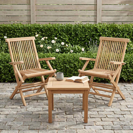 Fällbar Trädgårdsstol 2 pcs Naturlig Massivt teakträ