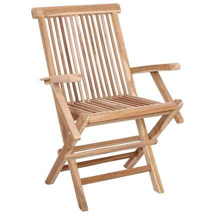 Fällbar Trädgårdsstol 3 pcs Naturlig Massivt teakträ