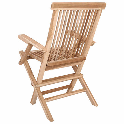 Fällbar Trädgårdsstol 3 pcs Naturlig Massivt teakträ