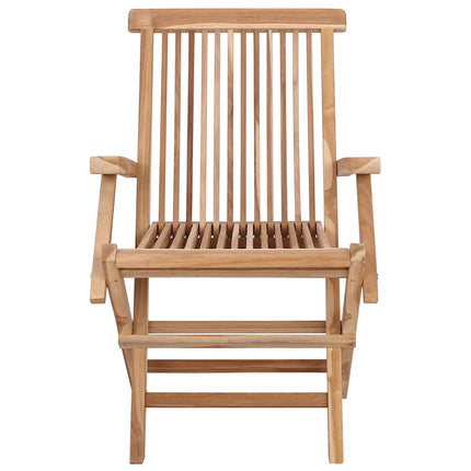 Fällbar Trädgårdsstol 3 pcs Naturlig Massivt teakträ