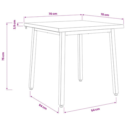 70 x 70 x 75 cm Massivt Akaciaträ Naturlig och Kaffe Fyrkantig
