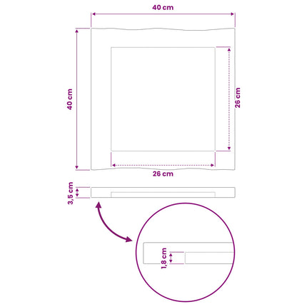 Rektangulärt Bordsskiva 40 x 40 x 3,5 cm Fyrkantig Vit